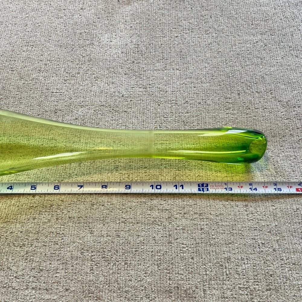 Pottery Barn Isabella Chartreuse Green Glass Bottle Vase 14.25